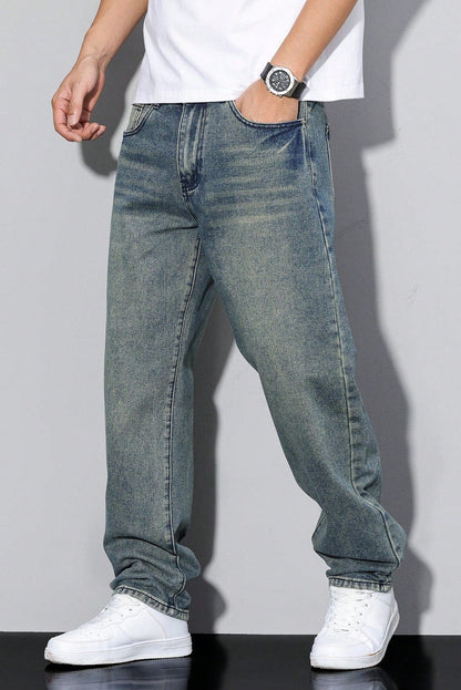 Bram - Heren Jeans Loose Fit Denim Stijl met Stoere Wassing