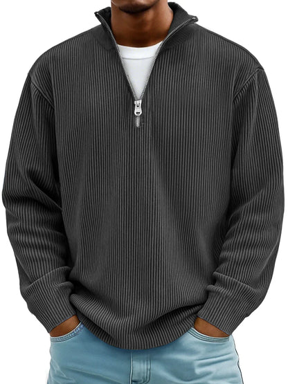 Bram - Heren Trui Oversized met Kwart Rits en Opstaande Kraag