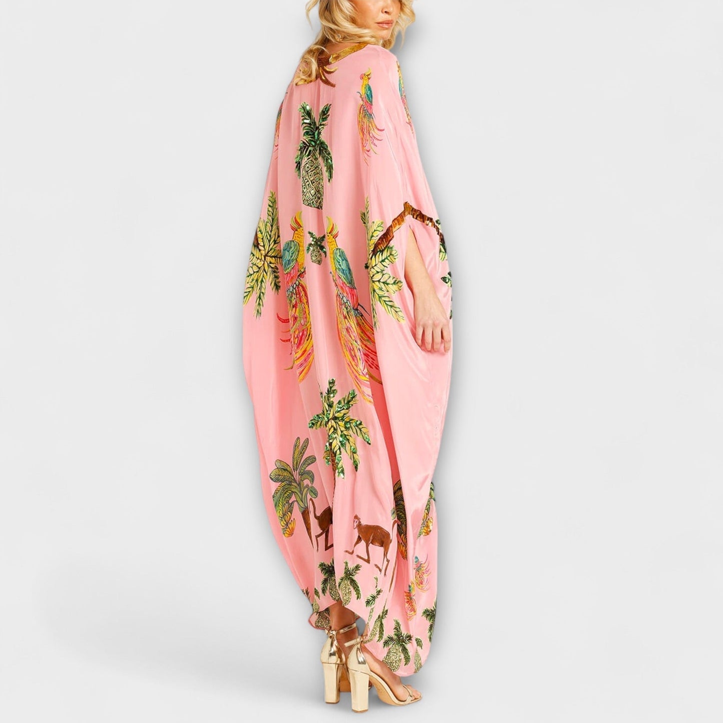 Britt - Boho Zomerjurk Dames Maxi met Tropische Print en Vlindermodel