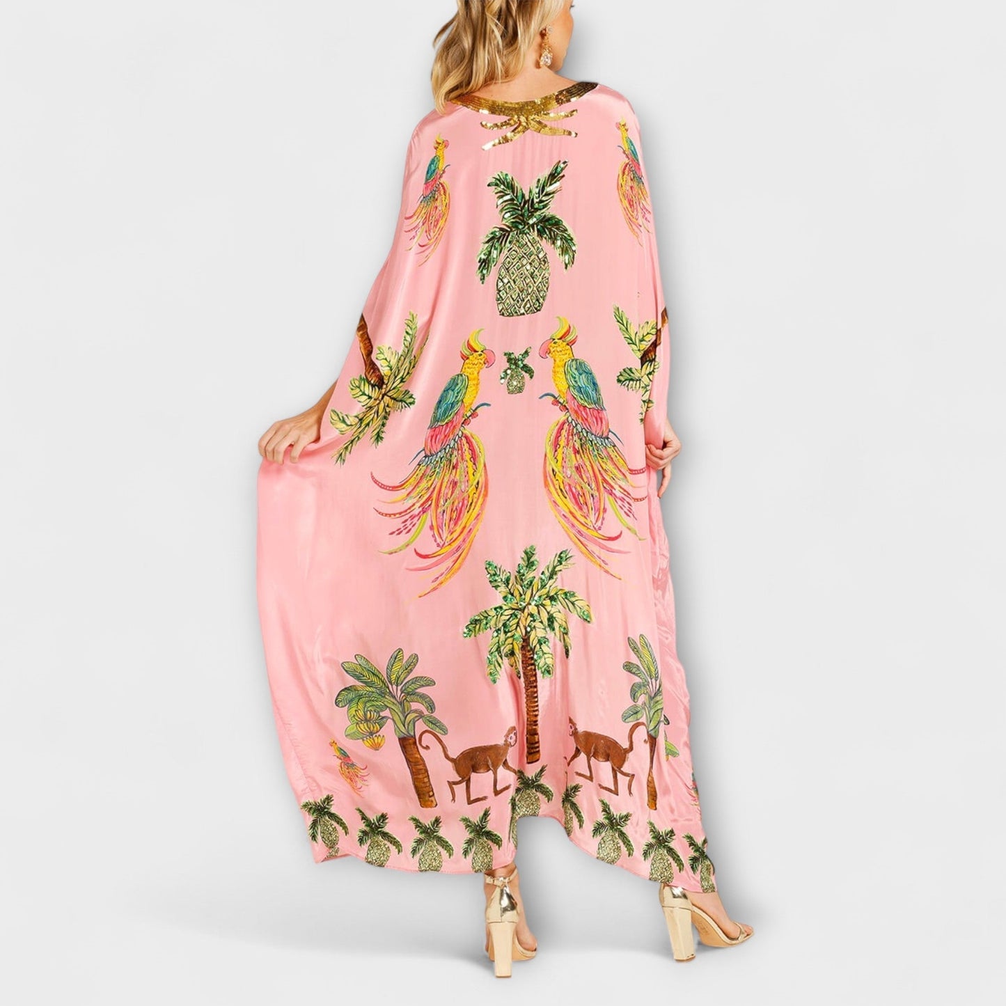Britt - Boho Zomerjurk Dames Maxi met Tropische Print en Vlindermodel