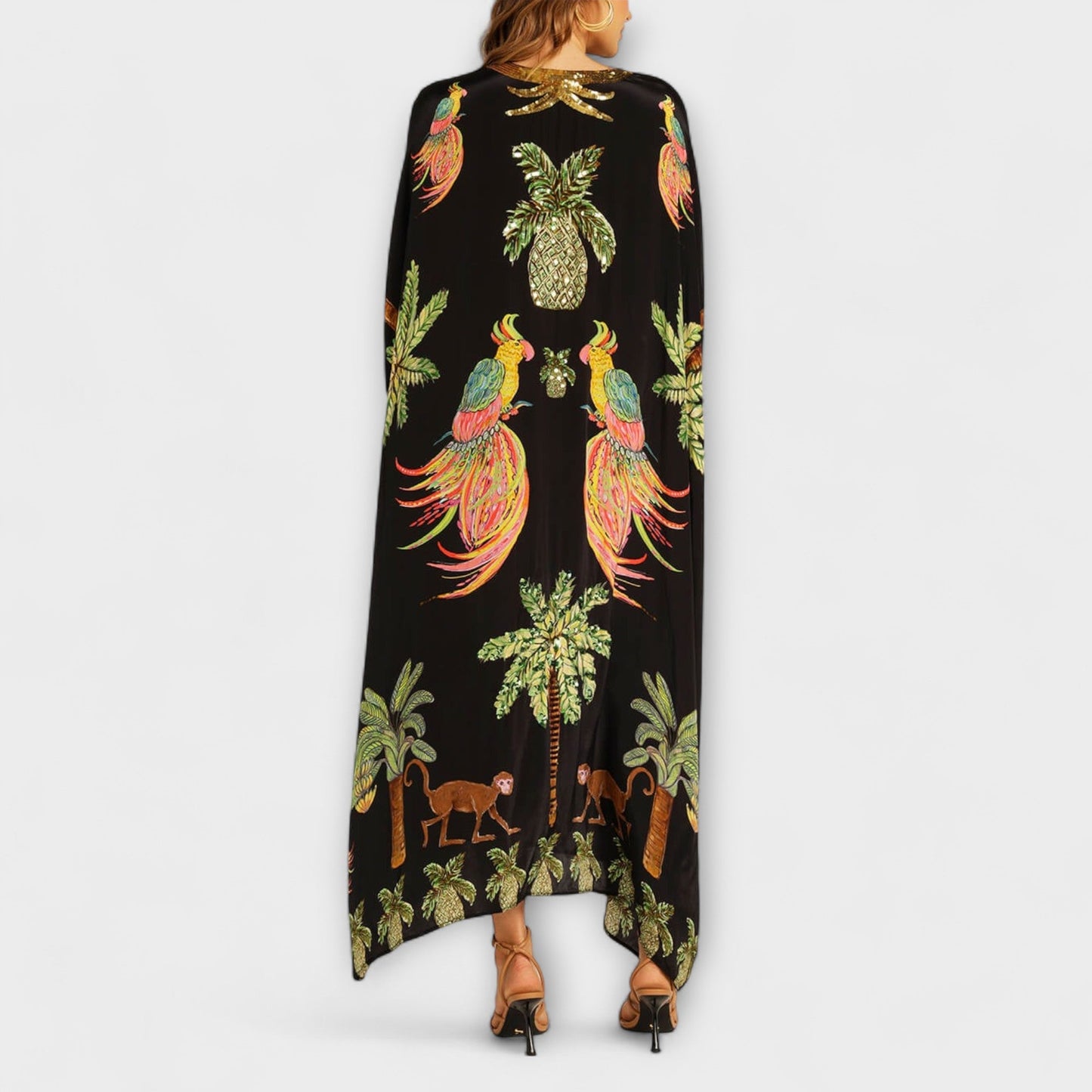 Britt - Boho Zomerjurk Dames Maxi met Tropische Print en Vlindermodel