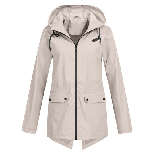 Britt - Dames Regenjas Waterdicht Herfst met Capuchon en Verstelbare Taille