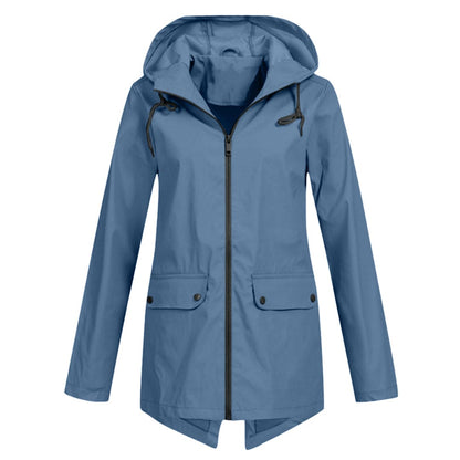 Britt - Dames Regenjas Waterdicht Herfst met Capuchon en Verstelbare Taille