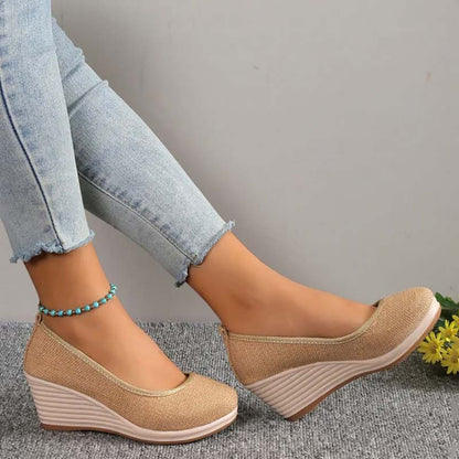 Britt - Elegante Comfort Pumps Dames met Hoge Sleehak en Instapper Pasvorm