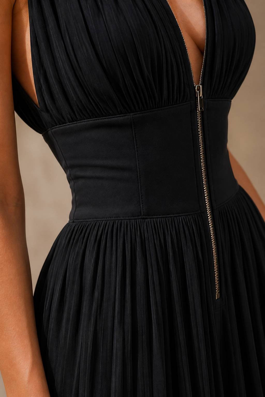 Britt - Elegante Linnen Jumpsuit Dames met Diepe V-hals en Geplooide Palazzo Pijpen