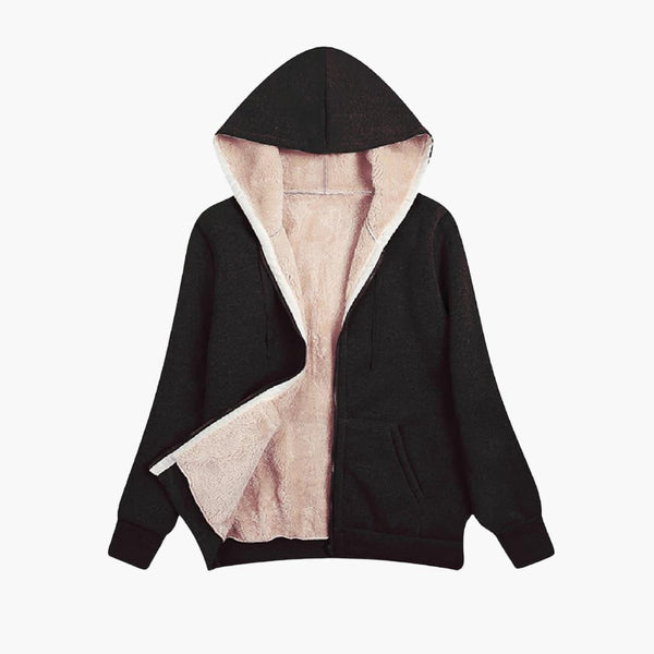Britt - Hoodie dames met rits warm gevoerd en oversized met steekzakken