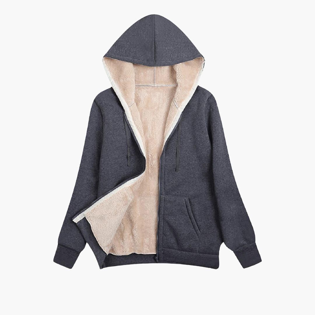 Britt - Hoodie dames met rits warm gevoerd en oversized met steekzakken