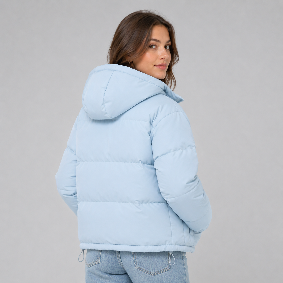 Britt - Puffer winterjas dames kort en warm met capuchon