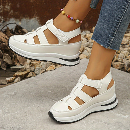Britt - Sportieve Orthopedische Sandalen Dames met Klittenband en Sleehak