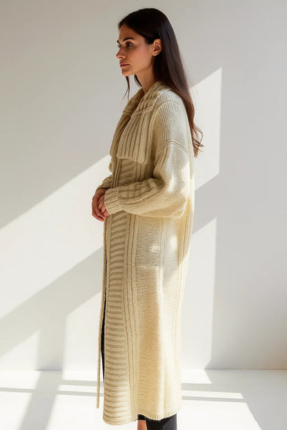 Lange Gebreide Vestjas | Warme Knitwear | Crèmekleurig & Comfortabel