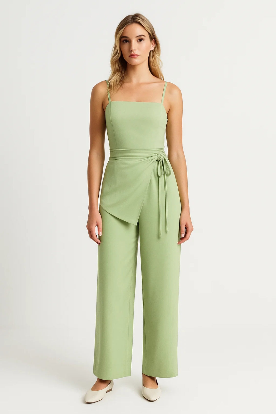 Co-ord Set | Mouwloze Top met Strikdetail en Wijde Broek | Elegant en Lichtgewicht