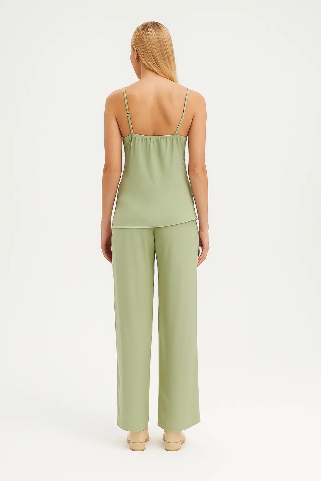 Co-ord Set | Mouwloze Top met Strikdetail en Wijde Broek | Elegant en Lichtgewicht