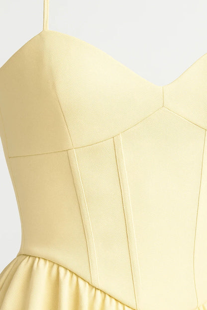 Corsetstijl Jurk met Spaghettibandjes | Figuuraccentuerende Top | Zwierige Midi Rok