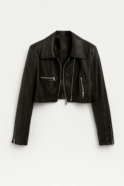 Cropped Bikerjack Dames | Strakke Pasvorm | Stoer en Tijdloos