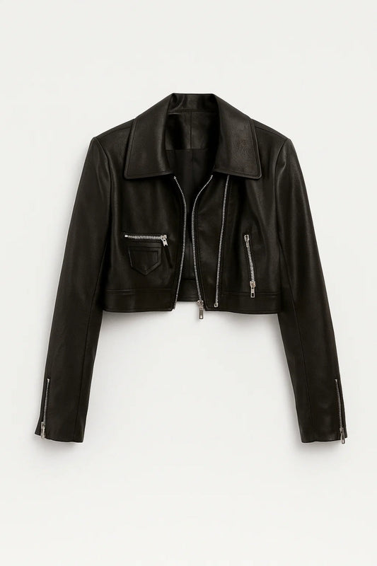Cropped Bikerjack Dames | Strakke Pasvorm | Stoer en Tijdloos