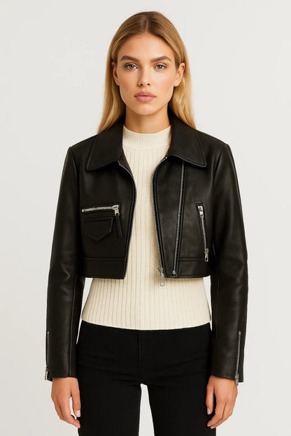 Cropped Bikerjack Dames | Strakke Pasvorm | Stoer en Tijdloos