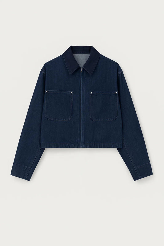 Cropped Damesjasje | Minimalistisch Ontwerp met Ritssluiting | Eigentijds en Veelzijdig