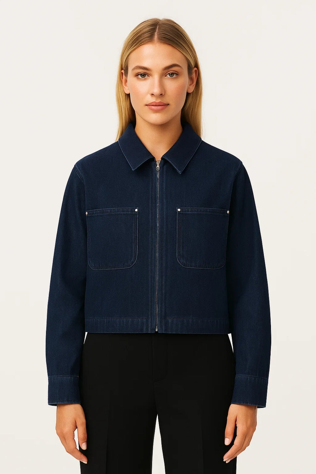 Cropped Damesjasje | Minimalistisch Ontwerp met Ritssluiting | Eigentijds en Veelzijdig