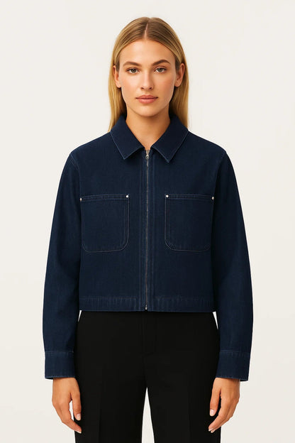 Cropped Damesjasje | Minimalistisch Ontwerp met Ritssluiting | Eigentijds en Veelzijdig