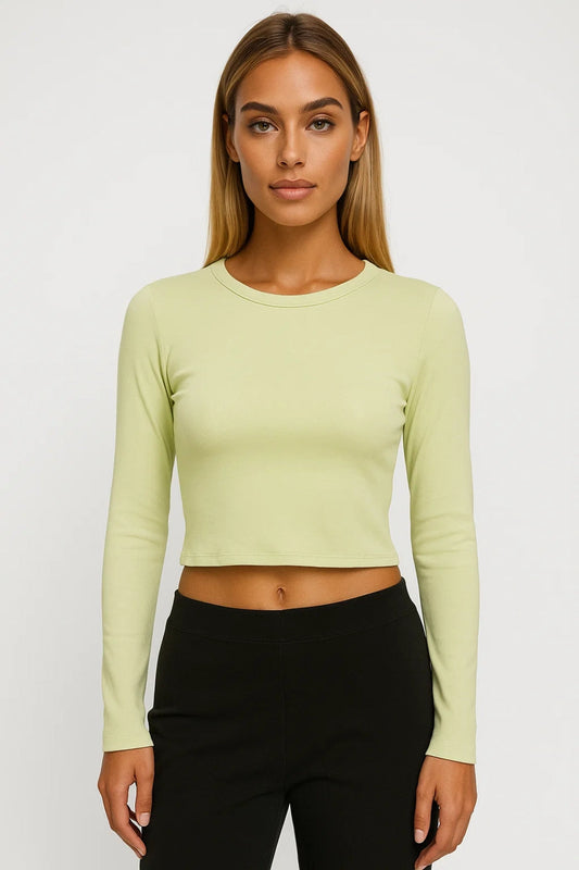 Cropped Damesshirt | Lange Mouwen en Ronde Hals | Lichtgewicht en Comfortabel