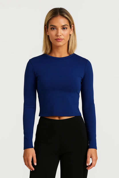 Cropped Damesshirt | Lange Mouwen en Ronde Hals | Lichtgewicht en Comfortabel