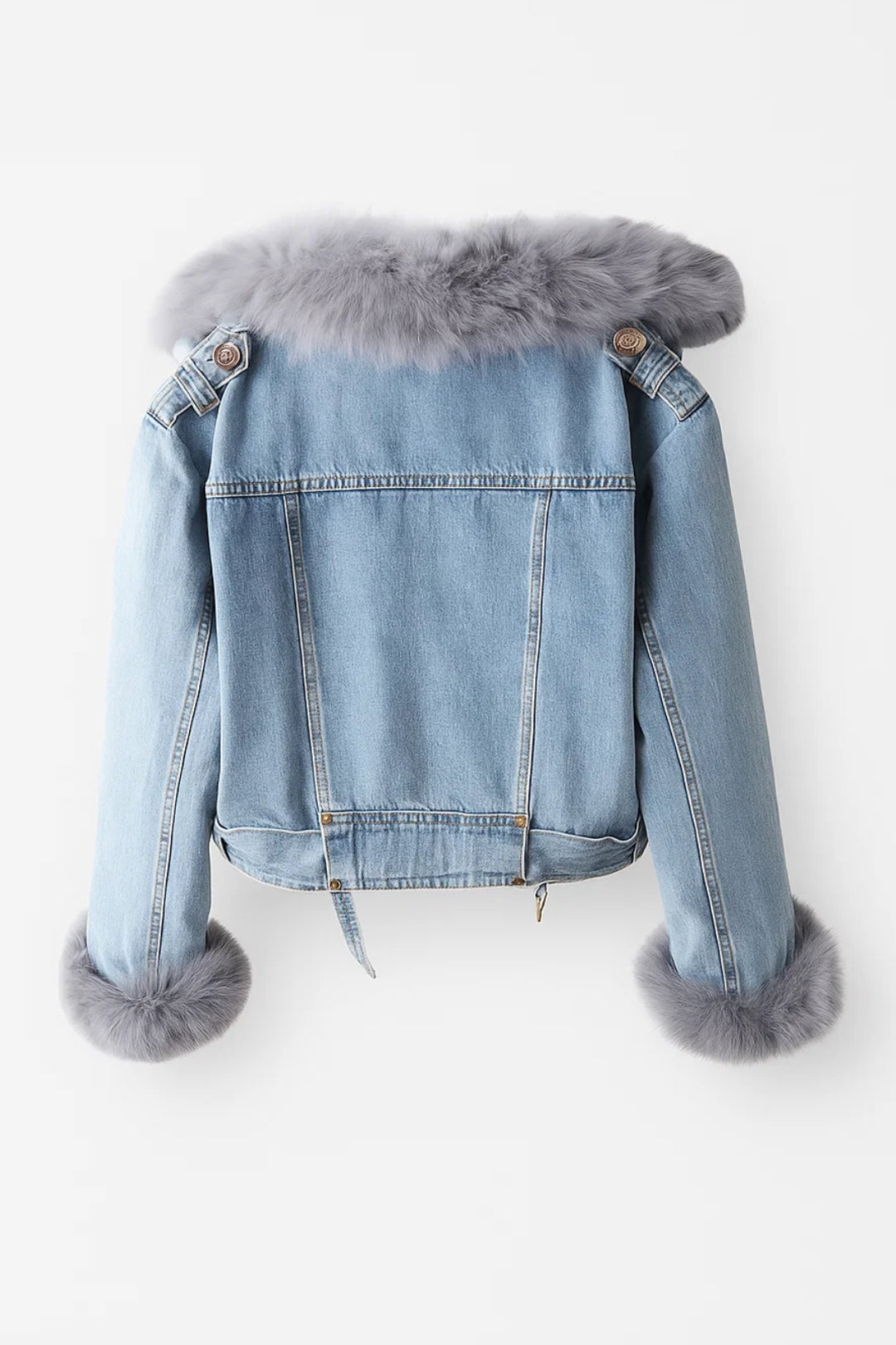 Cropped Spijkerjas | Luxe Bontkraag en Manchetten | Warm en Statementwaardig
