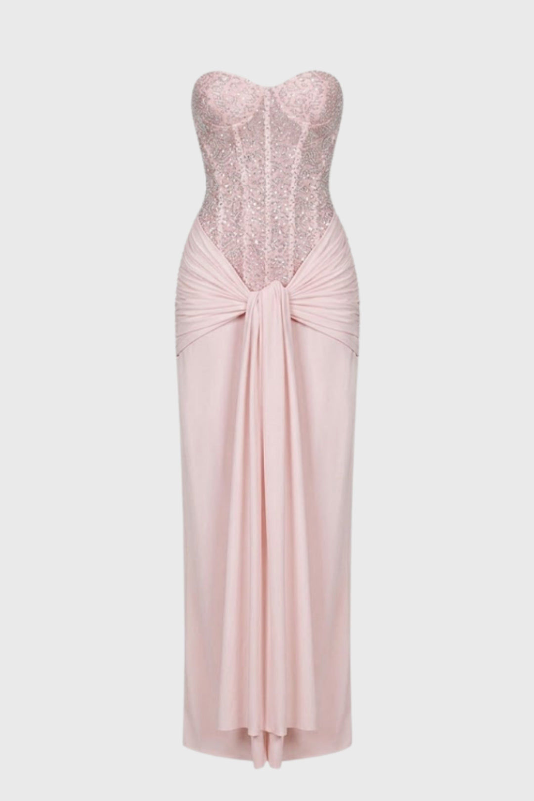 Maxi Jurk Dames - Strapless met Pailletten | Ceintuur Detail