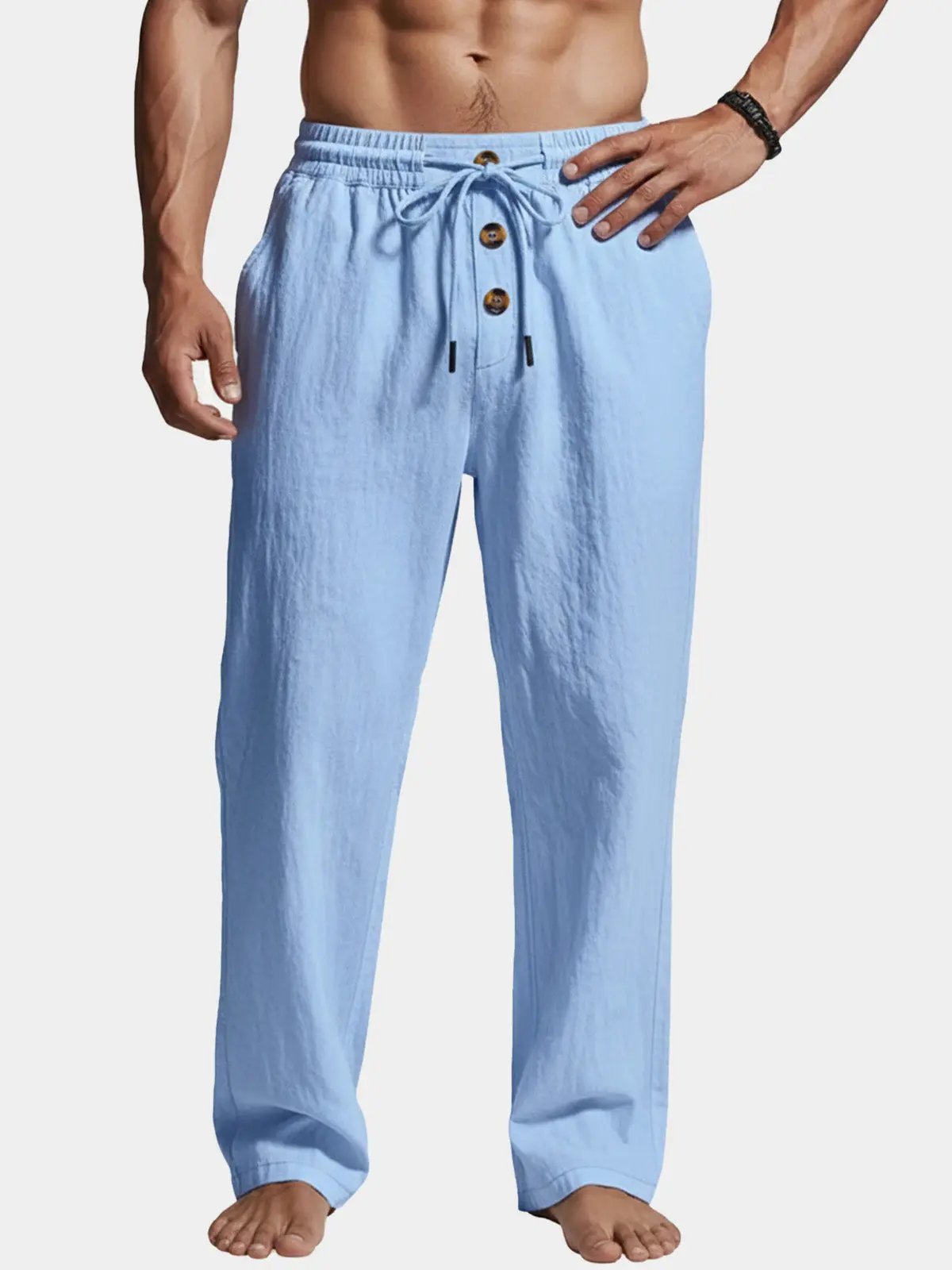 Daan - Casual Linnen Broek Heren met Elastische Taille en Koord