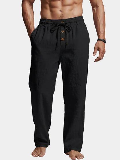 Daan - Casual Linnen Broek Heren met Elastische Taille en Koord