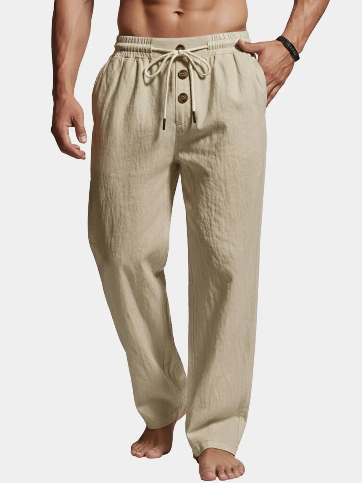Daan - Casual Linnen Broek Heren met Elastische Taille en Koord