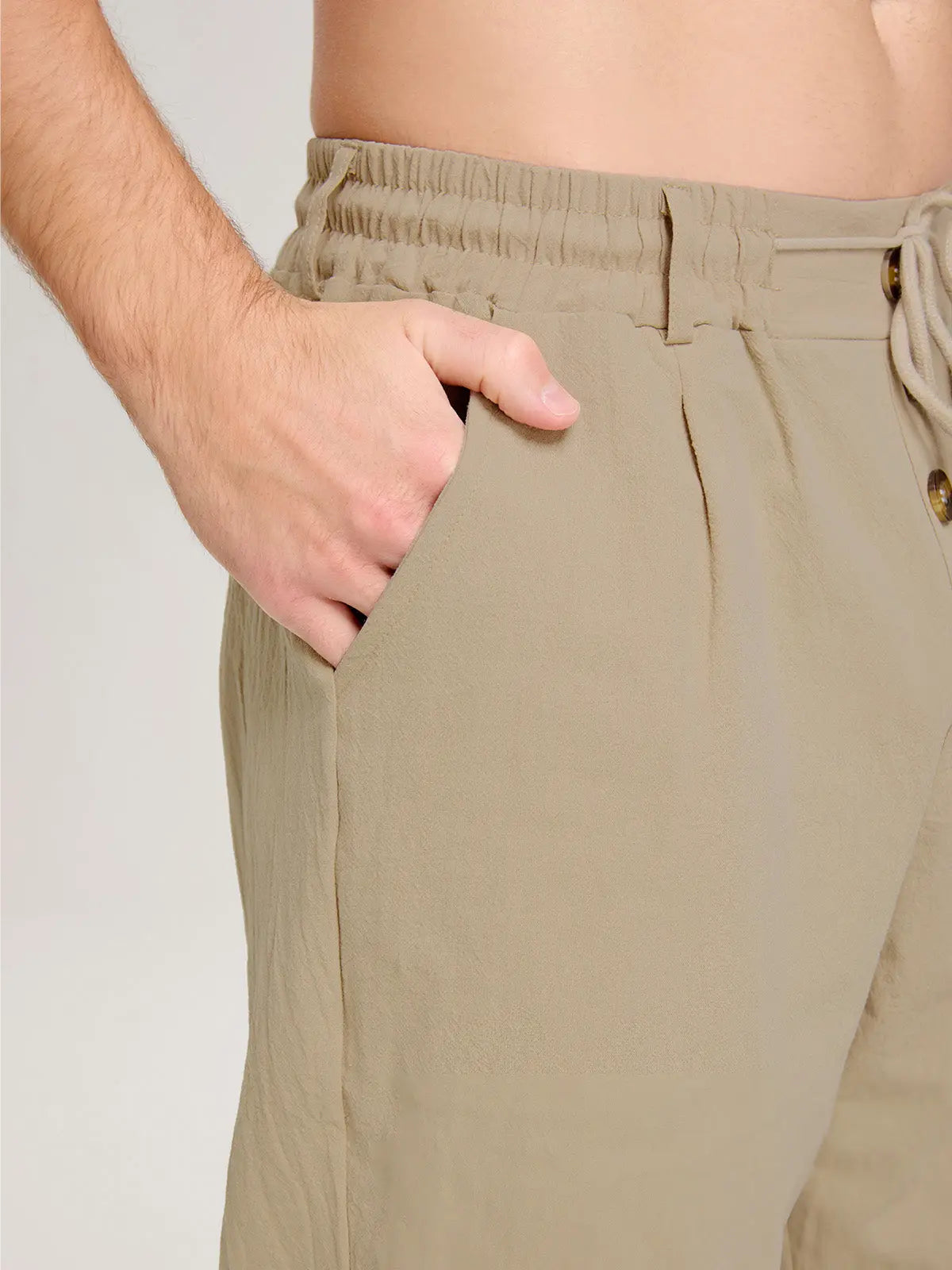Daan - Casual Linnen Broek Heren met Elastische Taille en Koord