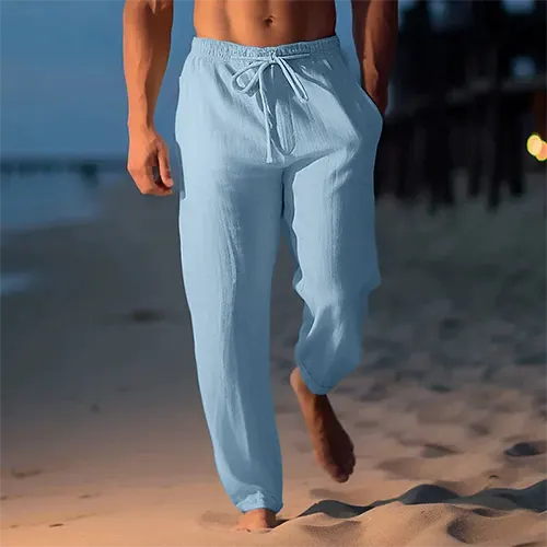 Daan - Casual Linnen Broek Heren met Koordsluiting en Elastische Tailleband