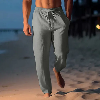 Daan - Casual Linnen Broek Heren met Koordsluiting en Elastische Tailleband