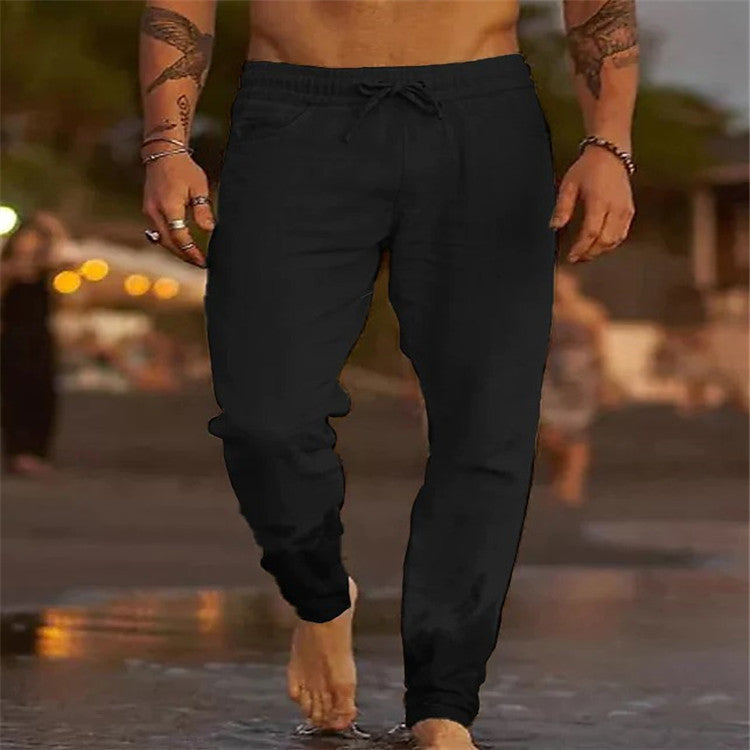 Daan - Casual Linnen Broek Heren met Trekkoord en Relaxed Fit