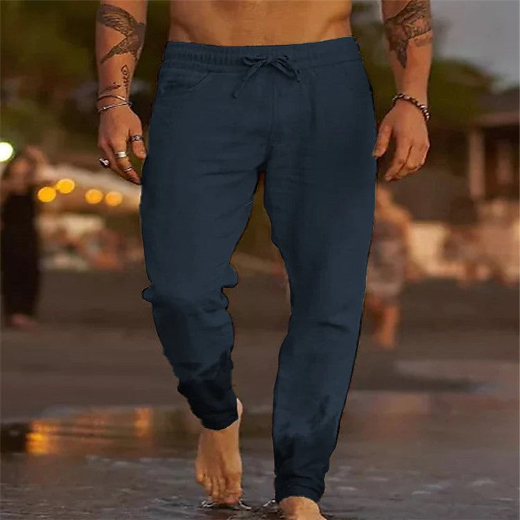 Daan - Casual Linnen Broek Heren met Trekkoord en Relaxed Fit