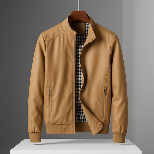 Daan - Heren Herfstjas Leren Stijl met Ritssluiting