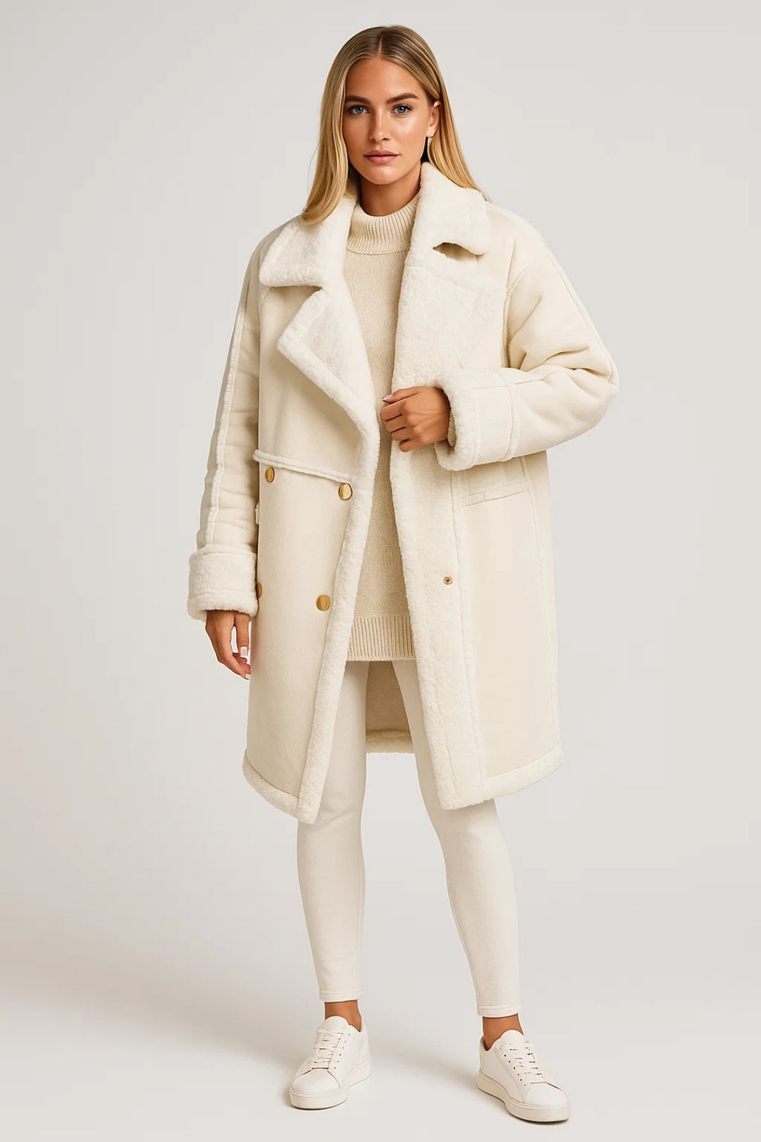 Dames Jas | Elegant Oversized | Dubbele Knopen | Winter