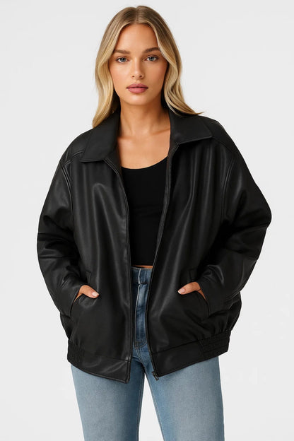 Bomberjack Dames - Oversized en Stoer | Revers Kraag met Rits