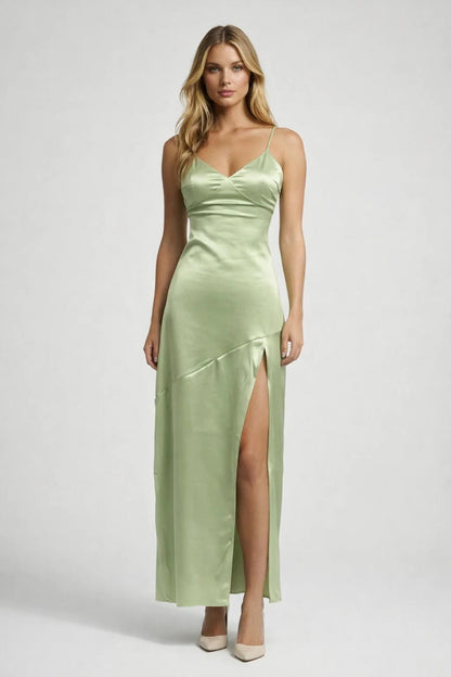 Maxi Jurk Dames - Spaghettibandjes met Hoge Split | Elegant