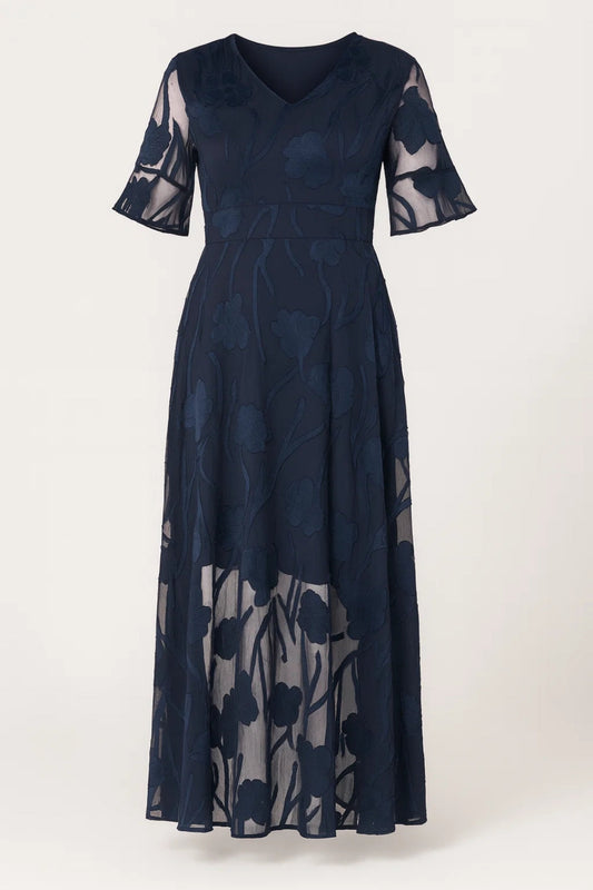 Midi Jurk Dames - V-hals Bloemen | Bruiloft Gast