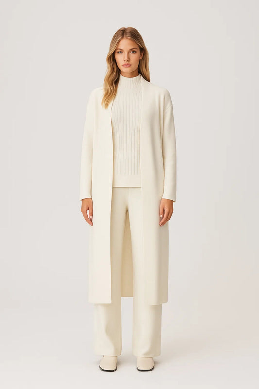 Dames Loungewear Set | 3-Delige Combi met Lange Cardigan | Minimalistische Comfortstijl