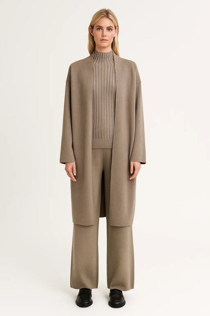 Dames Loungewear Set | 3-Delige Combi met Lange Cardigan | Minimalistische Comfortstijl