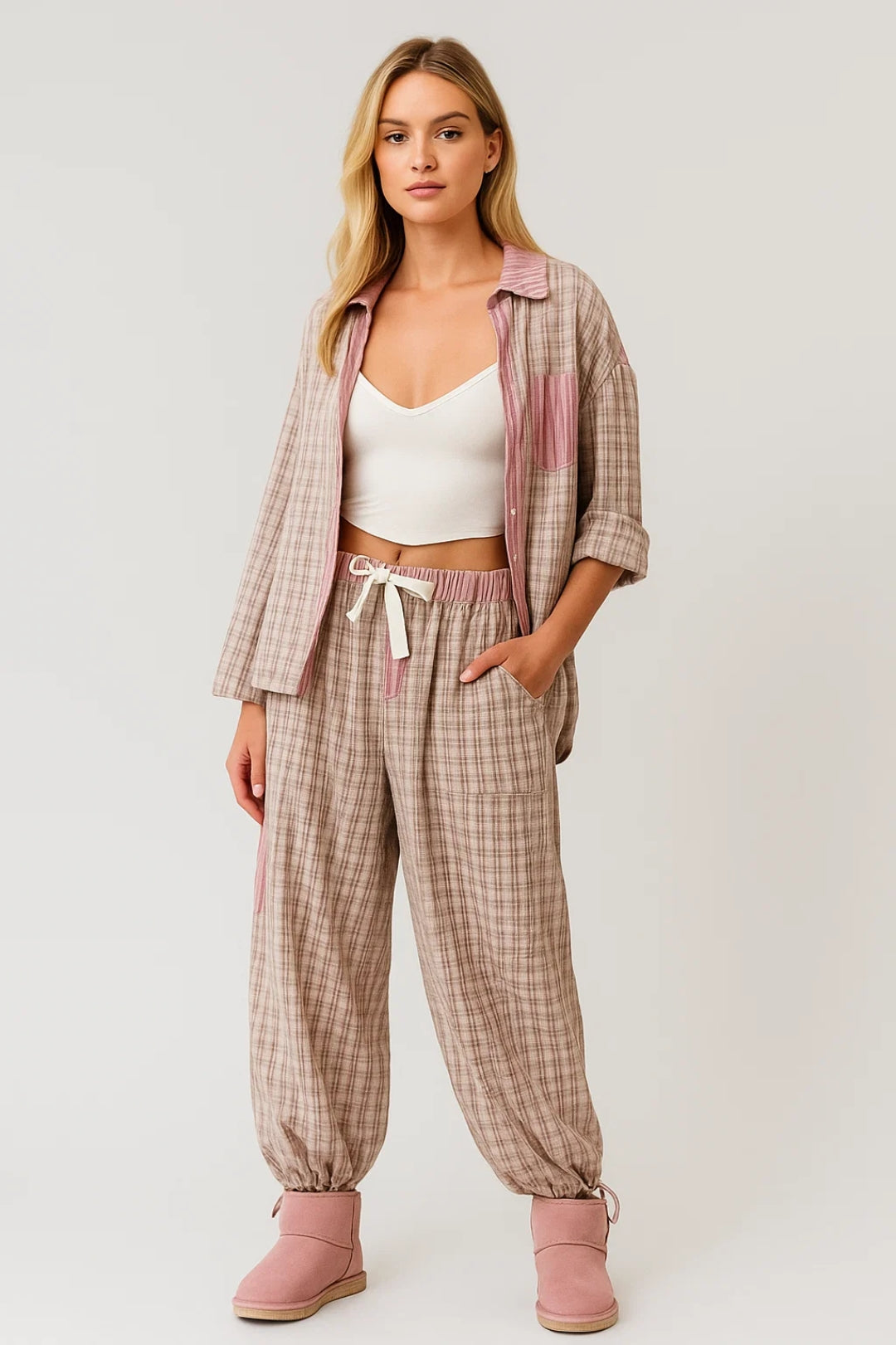 Dames Loungewear Set | Minimalistisch | Met Knoopjes | Lente