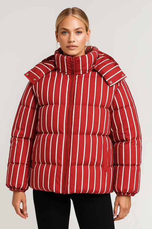 Pufferjas Dames | Gestreept | Hoge Kraag | Winter | Comfortabele pasvorm | Ideaal voor koude dagen