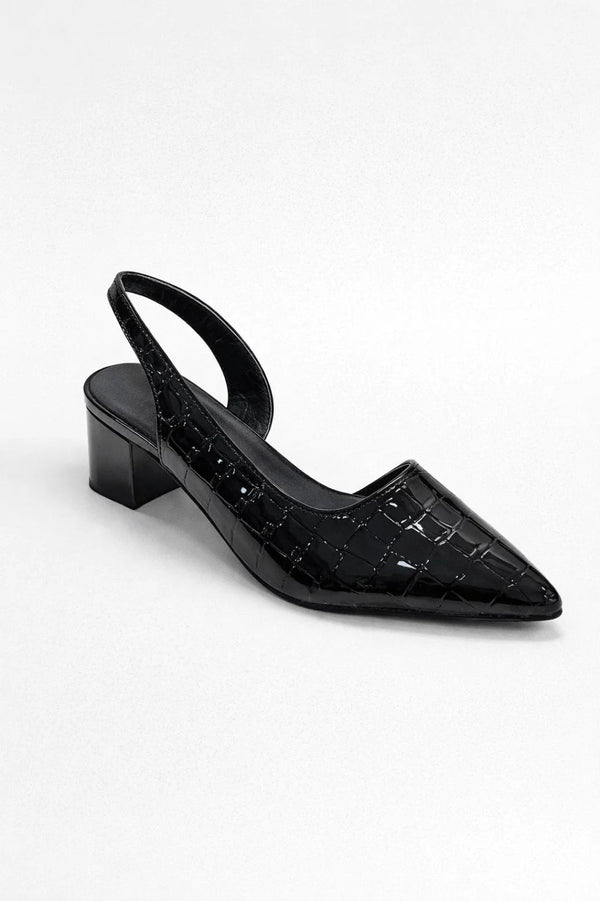 Schoenen Dames - Slingback met Puntige Neus en Blokhak | Elegant