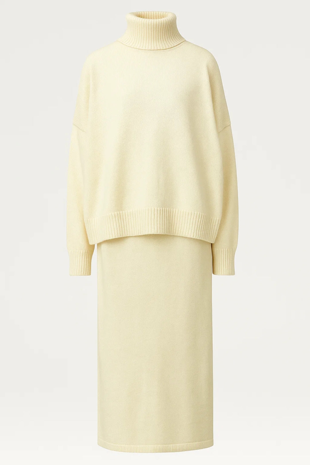 Dames Set | Oversized Coltrui en Rechte Midi-Rok | Comfortabel en Stijlvol voor Koude Dagen