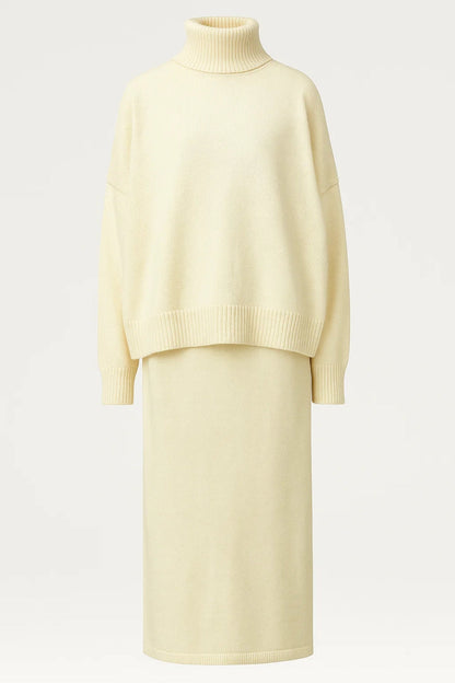 Dames Set | Oversized Coltrui en Rechte Midi-Rok | Comfortabel en Stijlvol voor Koude Dagen