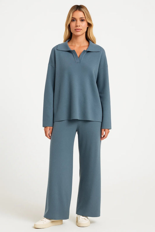MAXMODA Dames Pyjama Set Lange Mouw Bovendeel en Broek Loungewear Lang MAXMODA Dames Pyjama Set Lange Mouw Bovendeel en Broek Loungewear Lang