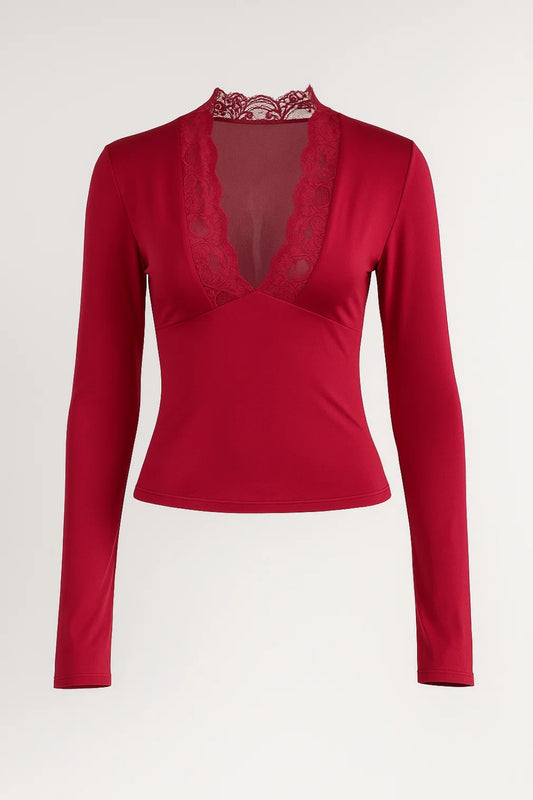 Dames Top | Elegant | Diepe Halslijn | Lente