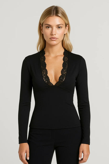 Dames Top | Elegant | Diepe Halslijn | Lente